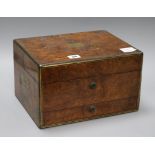 A Victorian Asprey burr walnut toilet box length 30cm