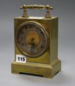 A brass carriage timepiece height 18.5cm