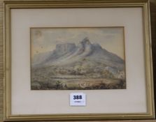 19th century South African School, watercolour, lion's head