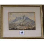 19th century South African School, watercolour, lion's head