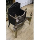 A George III style brass cast iron fire grate W.60cm