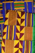 Ashanti textiles, mid 20th century, a full size kente, a full size shawl and a mourning kente