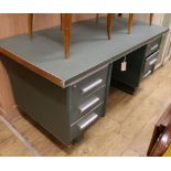 A faux leather 'tank' pedestal desk W.153cm