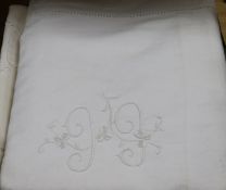 Six late 19th century French Provincial embroidered and monogrammed sheets