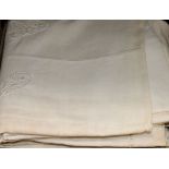 Six 19th century French Provincial embroidered monogrammed linen sheets