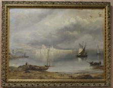 Jacob George Strutt (1790-1864), oil on canvas, "Peel, Isle of Man", signed and dated 1832, 39 x