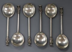 A set of six George V Scottish silver apostle spoons by Hamilton & Inches, Edinburgh, 1912, 18cm, 13