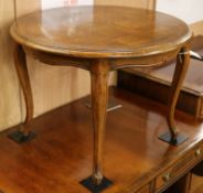 A low French oak parquetry circular topped coffee table W.63cm