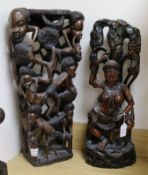 Two hardwood carvings tallest 61cm