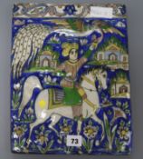 A Persian ceramic tile 34 x 26cm (a.f.)