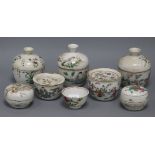 A group of Chinese straits porcelain bowls and covers tallest 12cm