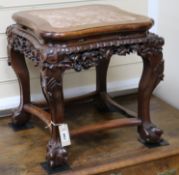 A Chinese hardwood jardiniere stand W.44cm