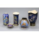 Five pieces of Carlton Ware, including pattern no.3350 Paradise Bird Mikado tallest 18cm