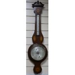 An Edwardian inlaid mahogany wheel barometer, by Kelvin James White of Glasgow, W.27cm