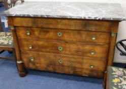 A Restauration walnut and ormolu commode W.125cm