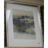 Colin Kent, watercolour, bridge in a landscape, signed, 38 x 30cm