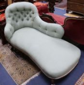 A Victorian button back chaise longue W.155cm