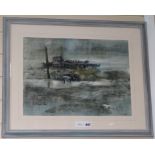 Frederick Donald Blake, varnished watercolour, trawler at sea, signed, 34 x 46cm