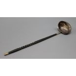 A modern Irish silver punch ladle, with baleen? handle, William Egan & Sons, Dublin, 1980, 31cm.