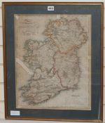 R. Creighton, coloured engraving, map of Ireland 1837, 50 x 40cm (a.f.)