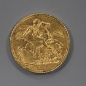A Victorian gold sovereign, 1880, London mint, NVF.
