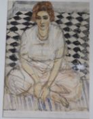 Maurice Hensel, watercolour and charcoal, study of a seated woman, signed and dated 1927, 22 x 17cm
