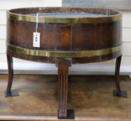 A George III style brass mounted oak wine cooler W.66cm