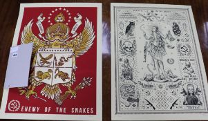 Ravi Zpa, 2 limited edition prints, Death is in thy breath and Enemy of the snakes, 30/200 and 14/