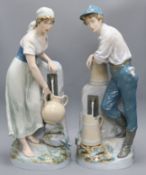 A pair of Czechoslovakian large ceramic figures tallest 60cm