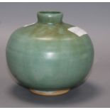 A Perry Brown pottery green vase height 14cm