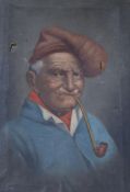 Italian School, oil on canvas, portrait of a man smoking a pipe, 38 x 25cm