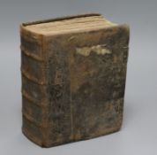 Bible in English, bound with Psalmes, Concordances, lacking title page and early and final pages,