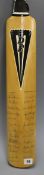 Derek Underwood Benefit year cricket bat for 1986, signed by members of the Australian, English,