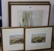 After David Roberts (1796-1864), five coloured lithographs, together with two similar smaller prints