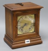 A walnut cased mantel clock height 25.5cm