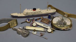 A group of mixed collectables, watches, penknife etc.