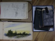 A group of late 19th century English sketch books with watercolour topographical views of Great