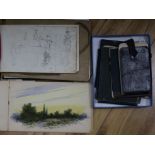 A group of late 19th century English sketch books with watercolour topographical views of Great