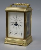 A 20th century French gilt brass repeating carriage clock by L'Epee with moonphase dial and