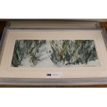 Frederick Donald Blake, pair of varnished watercolours, winter landscapes, signed, 17 x 45cm