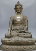 A large bronze seated figure of a Buddha shakyamuni height 69cm