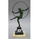 A small bronze figure of a hoop girl, signed Briand overall height 32.5cm