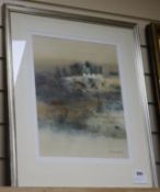 Colin Kent, watercolour, bridge in a landscape, signed, 38 x 30cm