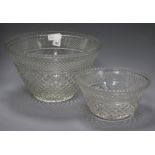 Two large glass bowls largest diameter 35.5cm