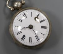 A 19th century French white metal keywind fob pocket watch by Gudin, Paris.
