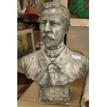 A cast plaster bust of a gentleman height 57cm