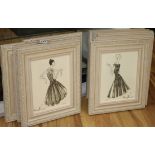 After Renee Marciel, set of 12 fashion plates, 24 x 19cm