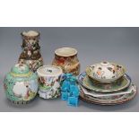 A quantity of mixed Oriental ceramics tallest 24cm