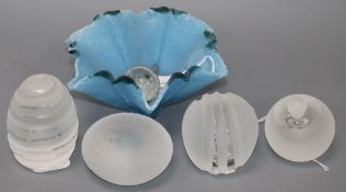 Tessa Clegg (b. 1946), a pate de verre frosted blue glass bowl and four other items, the bowl of