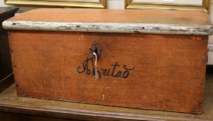 An antique painted pine coffer 83cm.